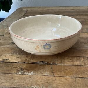 Vintage Universal Potteries 9" Ceramic Bowl Cream Hand-Painted Floral Design